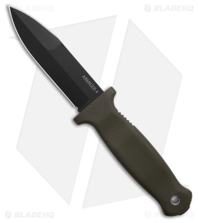 Demko Armiger 4 Spear Point Fixed Blade Knife OD Green Rubber (4" Black)