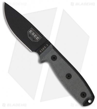 ESEE Knives ESEE-3P-MB Knife w/ Rounded Pommel & Coyote Sheath & MOLLE Back