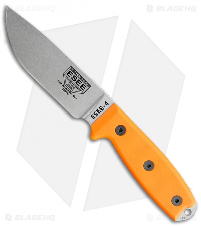 ESEE Knives ESEE-4 Fixed Blade Knife Orange G-10 (4.5" Stonewash S35VN)