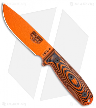 ESEE Knives ESEE-4POR-006 Fixed Blade Knife Orange / Black 3D G-10 (4.5