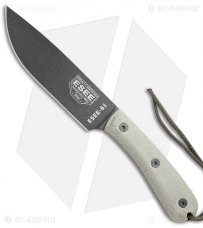 ESEE Knives ESEE-6HM Fixed Blade Knife Gray Micarta (6" Black)