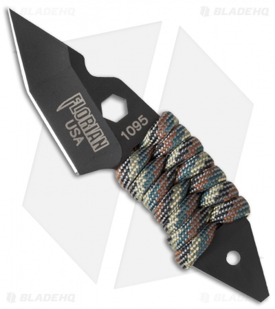 Florian Tanto Fixed Blade Neck Knife Camo Paracord (1.875