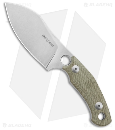 GiantMouse Vox/Anso GMF1-XL Fixed Blade Knife Green Micarta (3.1" SW N690)