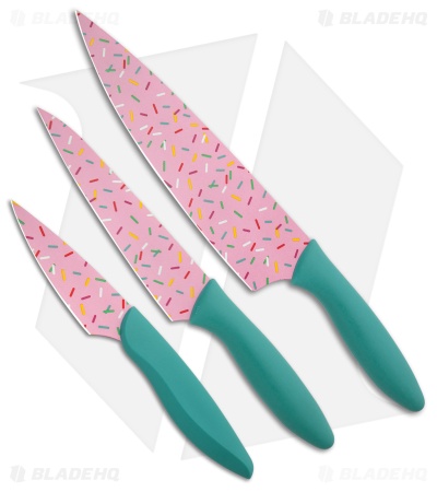 Kershaw 3-Piece Dessert Warrior(R) Edition Kitchen Knife Set Blue + Pink Donut