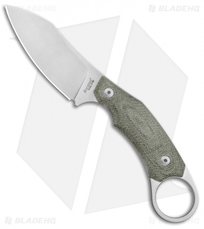 LionSteel H1 Skinner Fixed Blade Knife Green Micarta (3.25" Stonewash)