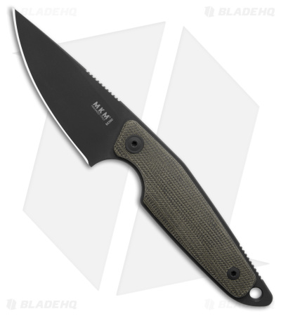 MKM Makro 1 Fixed Blade Knife Green Canvas Micarta (2.9" Black)