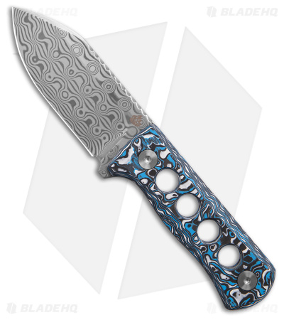 QSP Canary Neck Knife Fixed Blade White/Blue Carbon Fiber (2.5