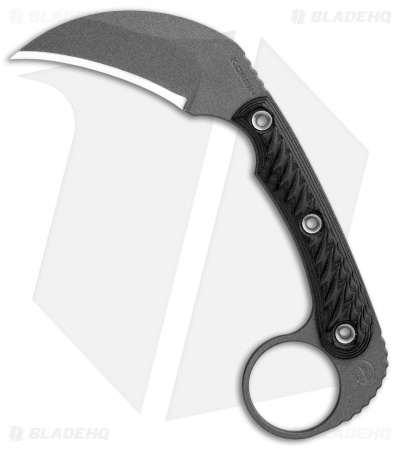 RMJ Tactical Korbin Karambit Fixed Blade Black G-10 (3" Gray)