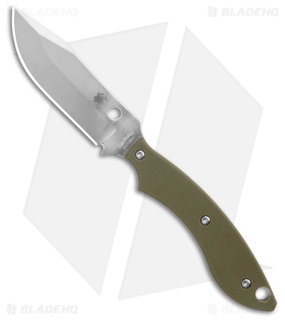 Spyderco Stok Bowie Fixed Blade Knife OD Green G-10 (3" Satin) FB49GPOD