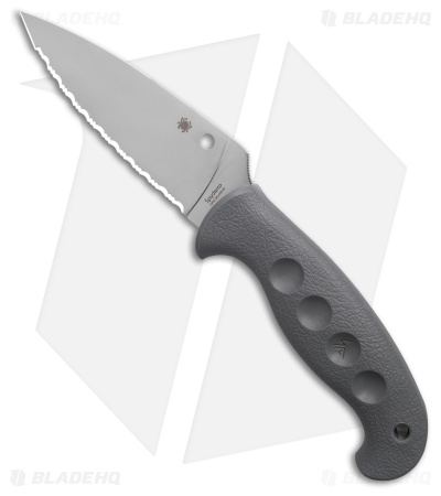 Spyderco Temperance Fixed Blade Knife Gray FRN (4.5" Satin CRU-WEAR Full Serr)