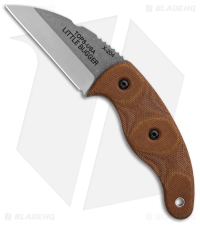 TOPS Knives Little Bugger Fixed Blade Knife Tan Canvas Micarta (2.3