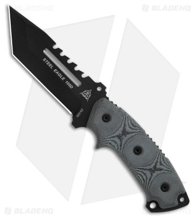 TOPS Knives Steel Eagle 105D Tanto Fixed Blade Knife + Saw (5.1" Black)
