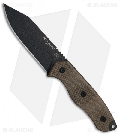 TOPS Knives Trail Seeker Fixed Blade Knife Green Canvas Micarta (4.5" black)