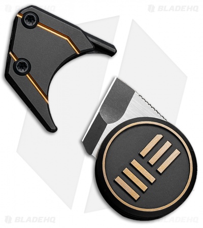 WE Knife Co. Quark Fixed Blade Neck Knife Black/Gold Titanium (0.47" Two-Tone)