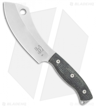 White River Camp Cleaver Fixed Blade Knife Black Burlap Micarta (5.5"Stonewash)