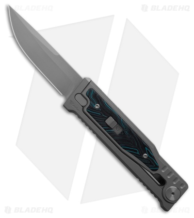 Reate EXO-M Drop Point Manual OTF Knife Titanium/Black Blue G-10 (3.25" Satin)