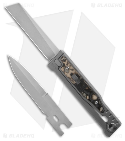 Reate OG EXO Coping Gravity Knife Titanium/Burl Camo Micarta (3.75" Stonewash)