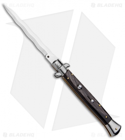 Frank B 11" Italian Stiletto Kris Automatic Knife Dark Horn (5" Polish)