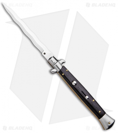 Frank B 11" Italian Stiletto Kris Automatic Knife Ebony (5" Polish)