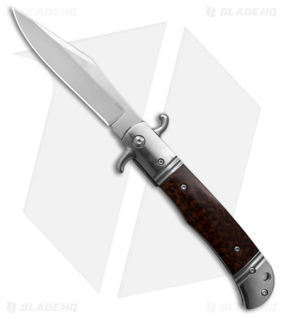 9" CZ Bolster Release Automatic Knife Ebony Wood (4" Damascus Print)