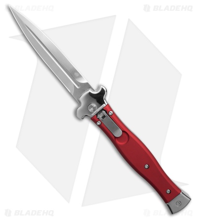 AGA Campolin Zero Dagger Leverlock Automatic Knife Red Aluminum (3.75" Satin)