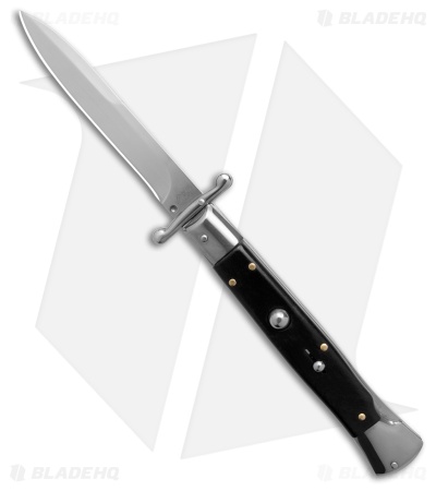 AKC Swinguard 10" Automatic Italian Bayonet Stiletto Knife Ebony (4" Satin)