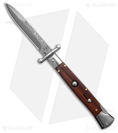 AKC 9" Swinguard Automatic Italian Stiletto Knife Cocobolo (3.8" Damascus)