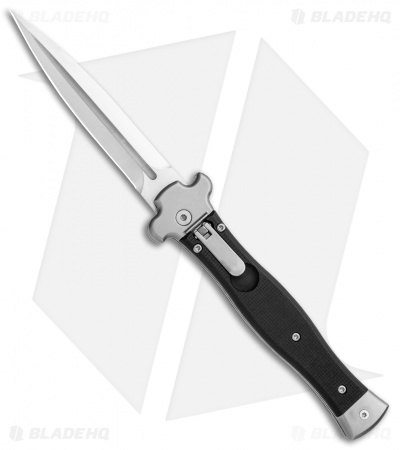 AGA Campolin Zero Dagger Leverlock Automatic Knife Black G-10 (3.75" Satin)