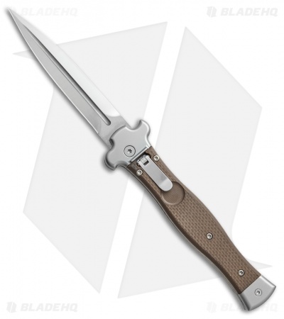 AGA Campolin Zero Dagger Leverlock Automatic Knife Brown G-10 (3.75" Satin)