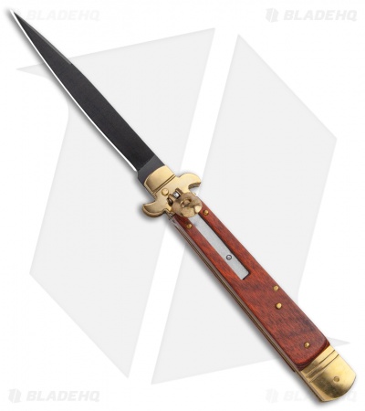 SKM 9.75" Slimline Leverlock Automatic Knife Rosewood  (4.25" Black)