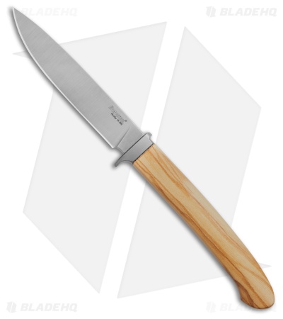 LionSteel AGO Drop Point Fixed Blade Knife Olive Wood (3.1" Satin)