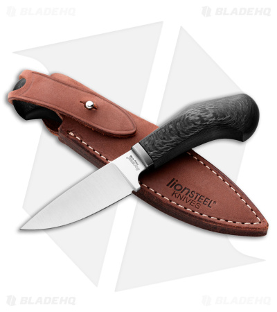 LionSteel Willy Fixed Blade Knife Black Carbon Fiber (3