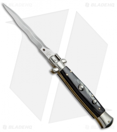 AGA Campolin 10" Italian Stiletto Picklock Automatic Brazil Horn (4.5" Kris)