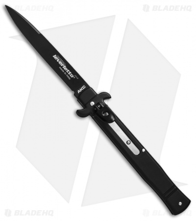 AKC  9" Lever Lock  Automatic Italian Knife Black (4" Black Flat)