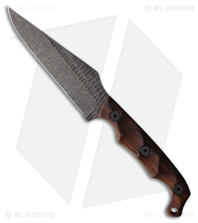Stroup Knives TU2 Fixed Blade Knife Brown Rosewood (4.5" Rock Tumbled)