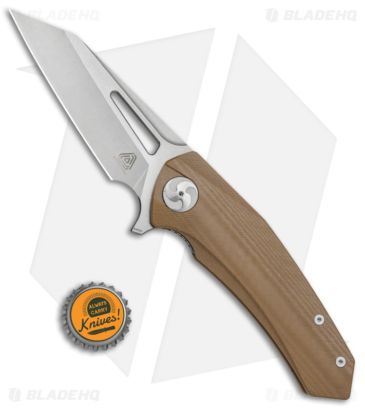 Aiorosu Knives Tornado Liner Lock Flipper Knife Tan G-10 (3.8 ...