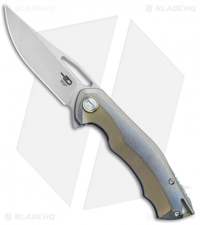 Bestech Knives Tercel Frame Lock Knife Retro Gold Titanium (3.5" Stonewash)
