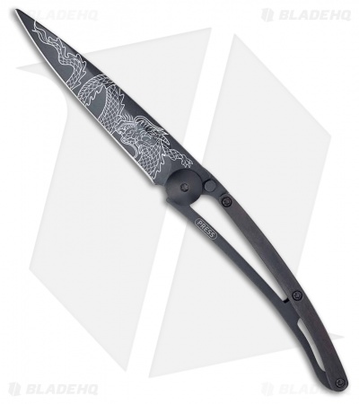 Deejo 37g Dragon Ultra-Light Frame Lock Knife Grenadilla (3.75" Black)