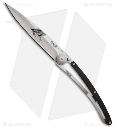Deejo Silver Wilkinson Tattoo 37g Ultra-Light Knife Black Grenadill (3.7" Matte)
