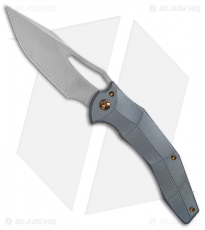 Ferrum Forge Gavko Spinner Frame Lock Knife Blue Facets Ti (3.5" Stonewash)