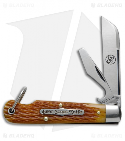 GEC #15 Tidioute Beer Scout Knife Club  3.5" Golden Ale Jigged Bone 153216CL
