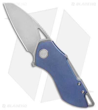 Grissom Knife and Tool Riverstone Frame Lock Knife Blue Titanium (2.5" SW)