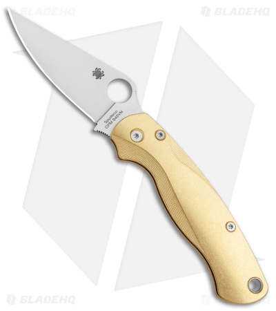 Flytanium Lotus Brass Scales + Spyderco Paramilitary 2 Knife (3.4" Satin)