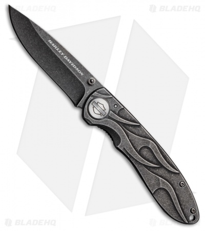 Tec-X Harley-Davidson TK-B Framelock Knife Black (3.375 Black Stonewash) 52114