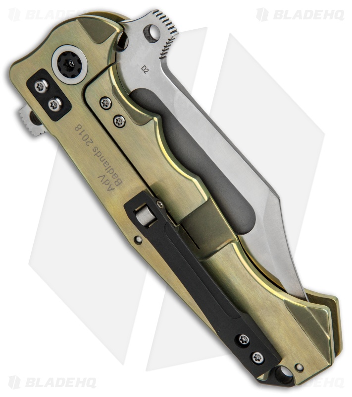 Andre de Villiers Badlands | Frame Lock Flipper Knife | Gold/Black Ti