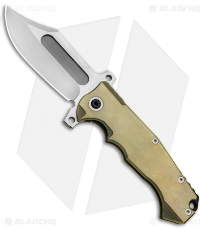 Andre de Villiers Bowie Badlands Frame Lock Knife Gold/Black Ti (4