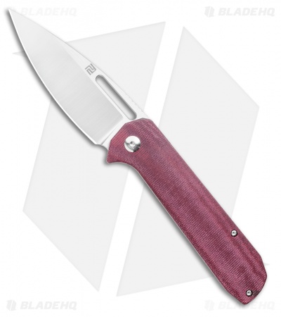 Artisan Cutlery Arion Frame Lock Knife Double Coral Red Micarta (3.6" Satin)