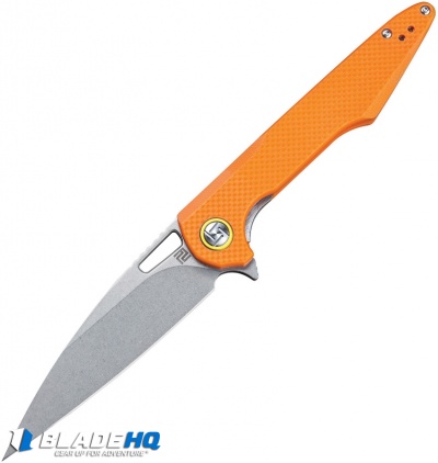Artisan Cutlery Small Archaeo Liner Lock Knife Orange G-10 (3" Stonewash)
