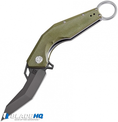 Artisan Cutlery Cobra Liner Lock Knife Green G-10 (3.5" Black D2)