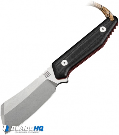 Artisan Osprey Fixed Blade Knife Black G-10 + Red (4" Stonewash)